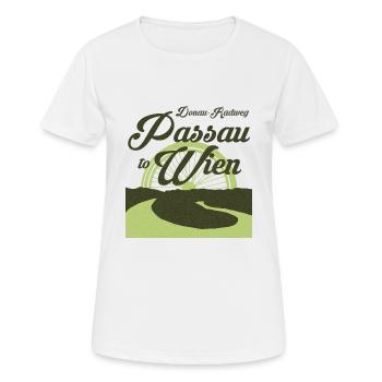 Donau-Radweg - Von Passau nach Wien - Frauen T-Shirt atmungsaktiv - Weiß - Vorne - AI Model Female 172 dark (172cm)