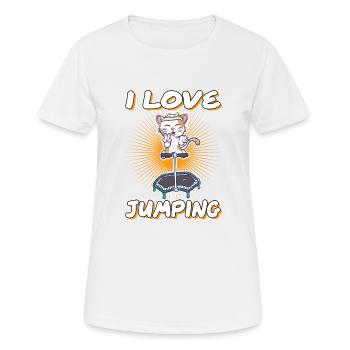 I Love Jumping cat trampoline jumpstyle hopping - Women's Breathable T-Shirt - white - Front - AI Model Female 172 dark (172cm)
