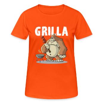 Grill BBQ Smoker Grilling Gorilla Saying Griller - Women's Breathable T-Shirt - neon orange - Front - AI Model Female 172 dark (172cm)