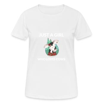 Juste une fille qui aime les vaches - Chemise drôle de vache - T-shirt respirant Femme - blanc - Devant - AI Model Female 172 dark (172cm)