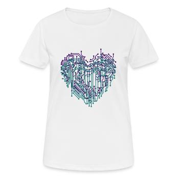 Herz elektronisch digitales Herz - Frauen T-Shirt atmungsaktiv - Weiß - Vorne - AI Model Female 172 dark (172cm)