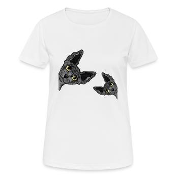 Schwarze Sphynx Katze - Frauen T-Shirt atmungsaktiv - Weiß - Vorne - AI Model Female 172 dark (172cm)