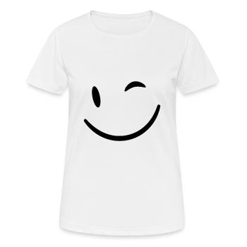 Emotion zwinkern Laune Geschenkidee - Frauen T-Shirt atmungsaktiv - Weiß - Vorne - AI Model Female 172 dark (172cm)