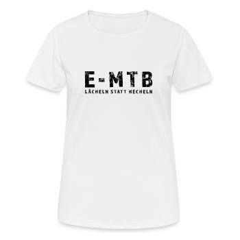 E-MTB - Frauen T-Shirt atmungsaktiv - Weiß - Vorne - AI Model Female 172 dark (172cm)