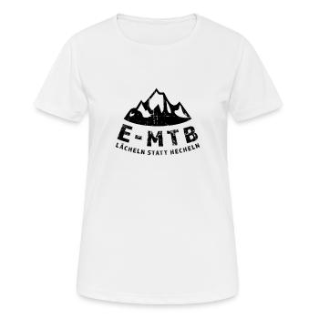 Elektro Mountainbike E-bike - Frauen T-Shirt atmungsaktiv - Weiß - Vorne - AI Model Female 172 dark (172cm)