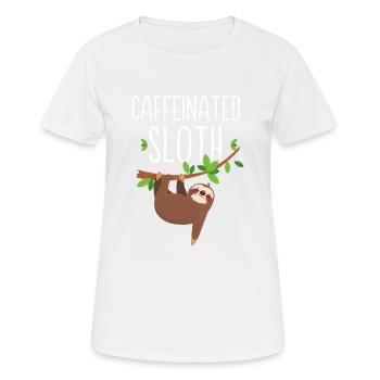 Caffeinated Sloth - Funny Sloth Coffee Lover Gift - Women's Breathable T-Shirt - white - Front - AI Model Female 172 dark (172cm)