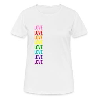 RAINBOW LOVE LOVE GAY PRIDE LBGT HOMOSEXUELL - T-shirt respirant Femme - blanc - Devant - AI Model Female 172 dark (172cm)