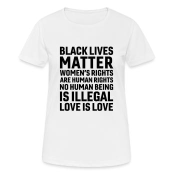Black Lives Matter Women's Rights Are Human Rights - Frauen T-Shirt atmungsaktiv - Weiß - Vorne - AI Model Female 172 dark (172cm)