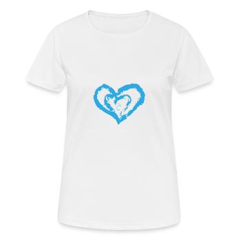 Tee-shirt coeur en coeur love love bleu - T-shirt respirant Femme - blanc - Devant - AI Model Female 172 dark (172cm)