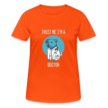 I Am A Dogtor Tierarzt Geschenk - Frauen T-Shirt atmungsaktiv - Neonorange - Vorne - AI Model Female 172 dark (172cm)