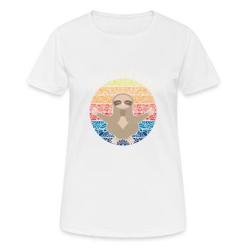 Just Slow Down Faultier Retro Meditation Sloth - Frauen T-Shirt atmungsaktiv - Weiß - Vorne - AI Model Female 172 dark (172cm)