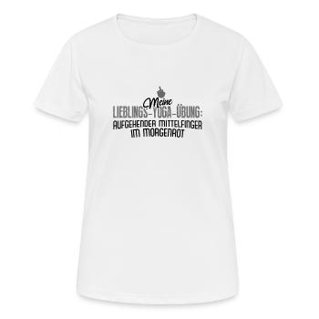 Yoga Aufgehender Mittelfinger Im Morgenrot Design - Frauen T-Shirt atmungsaktiv - Weiß - Vorne - AI Model Female 172 dark (172cm)