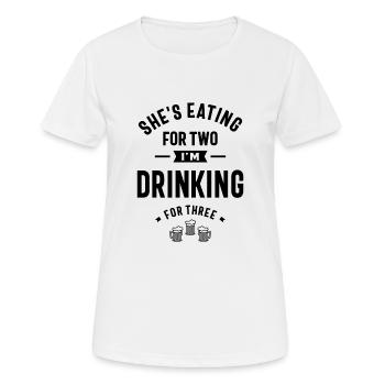 Mens She's Eating for Two I'm Drinking for Three - Women's Breathable T-Shirt - white - Front - AI Model Female 172 dark (172cm)