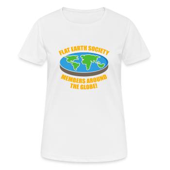 Membres de la Flat Earth Society Earth Flat - T-shirt respirant Femme - blanc - Devant - AI Model Female 172 dark (172cm)