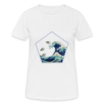 Große Welle - Frauen T-Shirt atmungsaktiv - Weiß - Vorne - AI Model Female 172 dark (172cm)