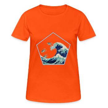 Große Welle - Frauen T-Shirt atmungsaktiv - Neonorange - Vorne - AI Model Female 172 dark (172cm)