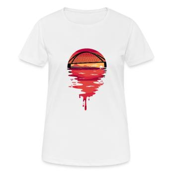 Fehmarn Mer Baltique Coucher de soleil sur le pont Fehmarnsund - T-shirt respirant Femme - blanc - Devant - AI Model Female 172 dark (172cm)
