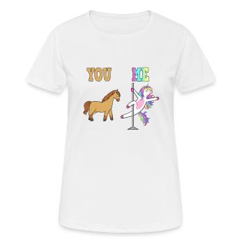 Lustiges Einhorn Pole Dance Party Tanzen - Frauen T-Shirt atmungsaktiv - Weiß - Vorne - AI Model Female 172 dark (172cm)