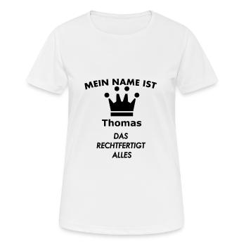 THOMAS - Frauen T-Shirt atmungsaktiv - Weiß - Vorne - AI Model Female 172 dark (172cm)
