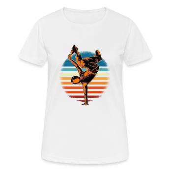 Breakdance B-Boy Breaker Breakdancer B-Girl HipHop - Frauen T-Shirt atmungsaktiv - Weiß - Vorne - AI Model Female 172 dark (172cm)