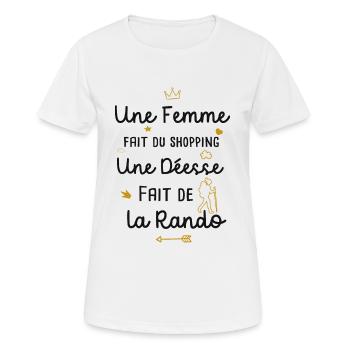 Randonnée Humour / Shopping Femme Cadeau Randonnée - T-shirt respirant Femme - blanc - Devant - AI Model Female 172 dark (172cm)