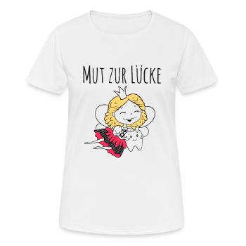 Mut zur Lücke | Lustiges Zahnfee Shirt mit Spruch - Frauen T-Shirt atmungsaktiv - Weiß - Vorne - AI Model Female 172 dark (172cm)