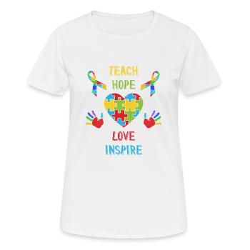 Enseignez Hope Love Inspire Autism - T-shirt respirant Femme - blanc - Devant - AI Model Female 172 dark (172cm)