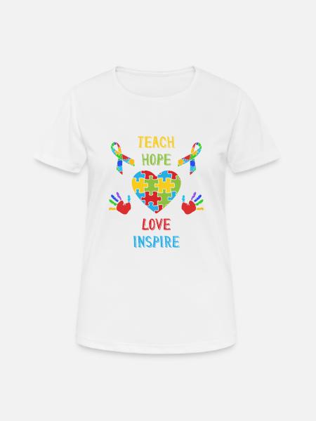 Teach Hope Love Inspire Autism - Women's Breathable T-Shirt - white