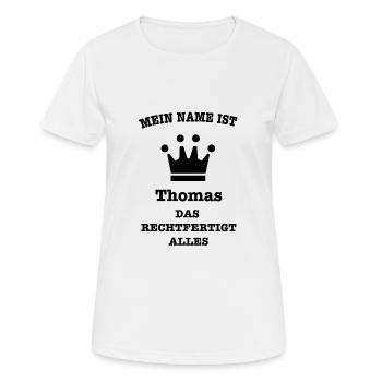 THOMAS - Frauen T-Shirt atmungsaktiv - Weiß - Vorne - AI Model Female 172 dark (172cm)