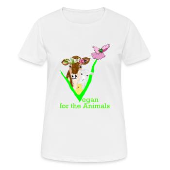 Vegan for the animals - Women's Breathable T-Shirt - white - Front - AI Model Female 172 dark (172cm)