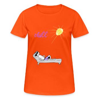 kühle Sonne - Frauen T-Shirt atmungsaktiv - Neonorange - Vorne - AI Model Female 172 dark (172cm)
