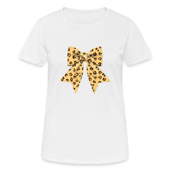 Large bow with leopard pattern gift - Women's Breathable T-Shirt - white - Front - AI Model Female 172 dark (172cm)