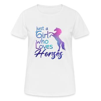 Une fille qui aime les chevaux - T-shirt respirant Femme - blanc - Devant - AI Model Female 172 dark (172cm)