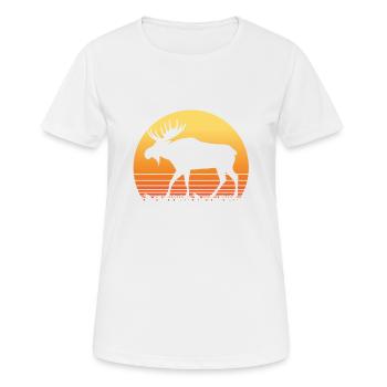 Silhouette de soleil rétro Moose - T-shirt respirant Femme - blanc - Devant - AI Model Female 172 dark (172cm)