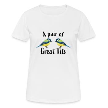 A pair of great tits | Funny bird Gift - Women's Breathable T-Shirt - white - Front - AI Model Female 172 dark (172cm)
