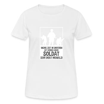 Meine Zeit in Uniform ist vorbei - Frauen T-Shirt atmungsaktiv - Weiß - Vorne - AI Model Female 172 dark (172cm)