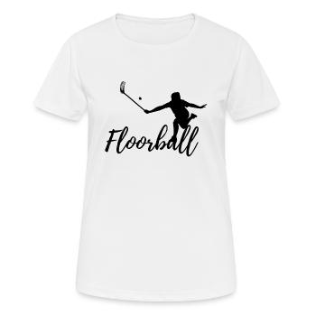 Floorball - Frauen T-Shirt atmungsaktiv - Weiß - Vorne - AI Model Female 172 dark (172cm)