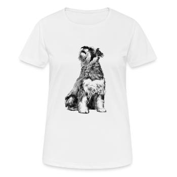 Sitzender Schnauzer Hund - Frauen T-Shirt atmungsaktiv - Weiß - Vorne - AI Model Female 172 dark (172cm)