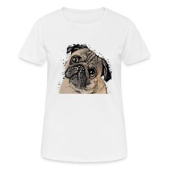 süßer Mops Pug Welpe Geschenkidee Tshirt - Frauen T-Shirt atmungsaktiv - Weiß - Vorne - AI Model Female 172 dark (172cm)