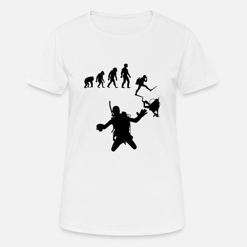 Idée cadeau Evolution Diver pour les plongeurs sous-marins - T-shirt respirant Femme - blanc