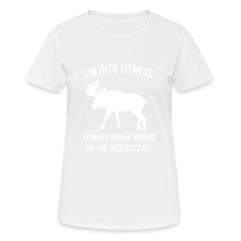 Lustiges Elchjägerhemd - Lustiges Elchjagd-Gif - Frauen T-Shirt atmungsaktiv - Weiß - Vorne - AI Model Female 172 dark (172cm)