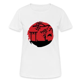 Japan Flagge T-Shirt Geschenk Rising Sun Japanisch - Frauen T-Shirt atmungsaktiv - Weiß - Vorne - AI Model Female 172 dark (172cm)