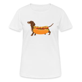 Hot Dog - Dachshund Weiner Dog - Women's Breathable T-Shirt - white - Front - AI Model Female 172 dark (172cm)