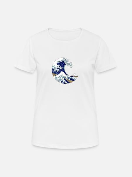 La grande vague au large de Kanagawa Crescent Kleis - T-shirt respirant Femme - blanc