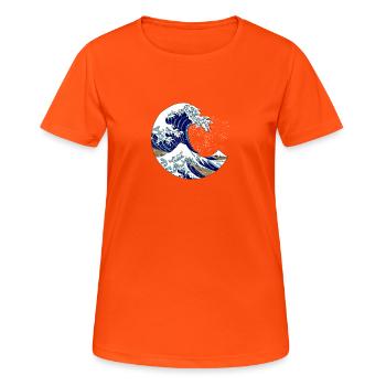 La grande vague au large de Kanagawa Crescent Kleis - T-shirt respirant Femme - orange néon - Devant - AI Model Female 172 dark (172cm)