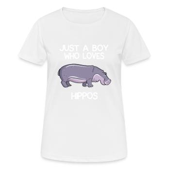 Juste un garçon qui aime les hippopotames - T-shirt respirant Femme - blanc - Devant - AI Model Female 172 dark (172cm)