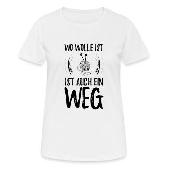 Wolle Stricken - Frauen T-Shirt atmungsaktiv - Weiß - Vorne - AI Model Female 172 dark (172cm)