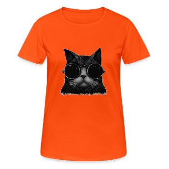 Cat with steampunk elements motif - Women's Breathable T-Shirt - neon orange - Front - AI Model Female 172 dark (172cm)