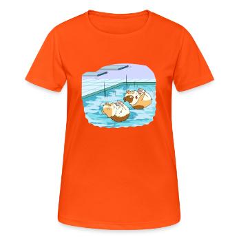 Meerschweinchen Sprungturm Sprungbrett Schwimmen - Frauen T-Shirt atmungsaktiv - Neonorange - Vorne - AI Model Female 172 dark (172cm)