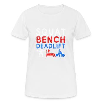 POWERLIFTING: Squat Bench - Women's Breathable T-Shirt - white - Front - AI Model Female 172 dark (172cm)